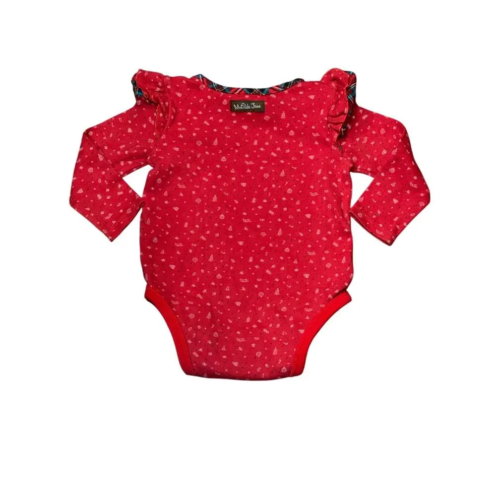 Matilda Jane Santa Baby 12–18 Months – Long Sleeve Red Holiday Onesie